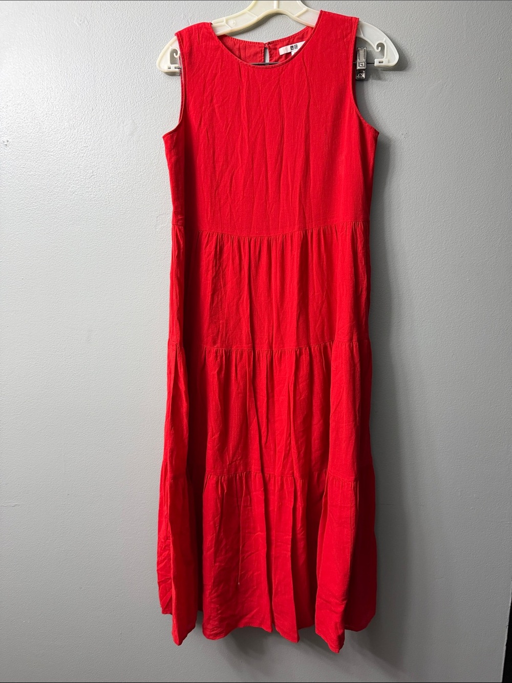 Uniqlo Red Sleeveless Tiered Maxi Dress xs